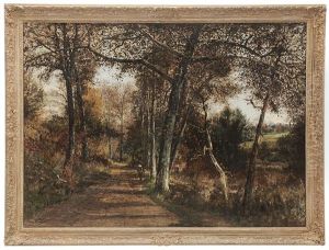 Figure With A Red Parasol On A Woodland Path Figure With A Red Parasol On A Woodland Path