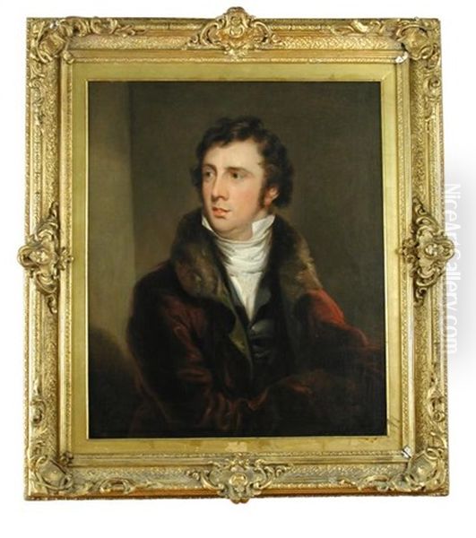 Portrait Of A Gentleman, In A Fur-lined Red Jacket - view 1
