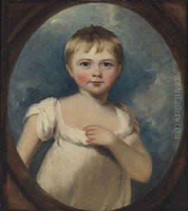 Portrait Of A Young Child, Half-length, In A White Dress, In A Sculpted Oval Portrait Of A Young Child, Half-length, In A White Dress, In A Sculpted Oval