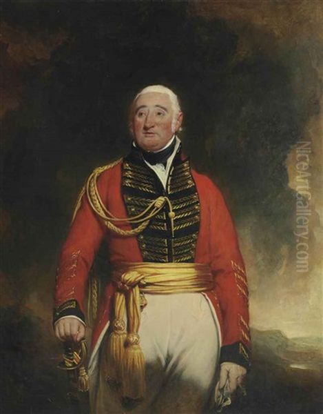 Portrait Of Lieutenant General Daniel Burr (1749-1828), Standing Three-quarter Length, In A Red Uniform - view 1