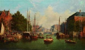 Hollandische Stadtansicht Mit Kanal by Andrew Sheerboom