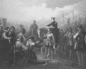 Mary Queen Of Scots Before Her Troops by Andrew Sheerboom