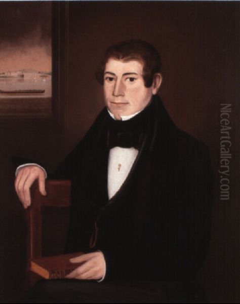 Portrait Of A Young Gentleman Seated, New York Harbor Beyond - view 1