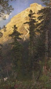 Bergwald Mit Felsenwand by Eugen Felix Prosper Bracht