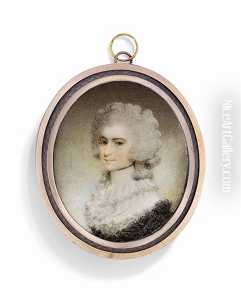 A Young Lady, In Black Dress With White Fichu, Black Choker - view 1