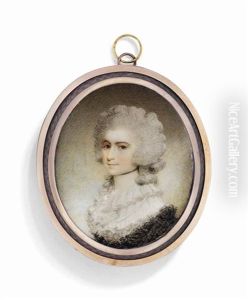 A Young Lady, In Black Dress With White Fichu, Black Choker by Samuel Shelley