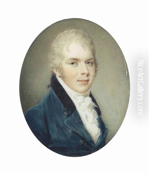 A Gentleman, In Blue Coat With Black Collar - view 1