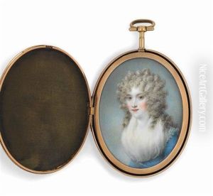 A Young Lady In Blue Dress With White Fichu