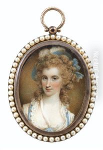 Portrait De Femme Au Chapeau Bleu A Plumes