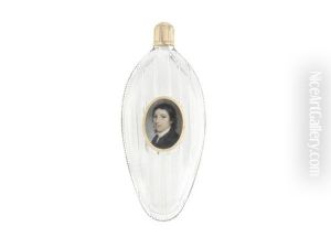 A Gentleman, Wearing Dark Green Coat, White Chemise And Stock, His Dark Hair Falling In Waves To His Shoulders by Samuel Shelley