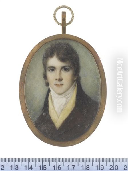 A Young Gentleman, Wearing Brown Coat, Yellow Waistcoat, White Chemise, Stock And Tied Cravat - view 1