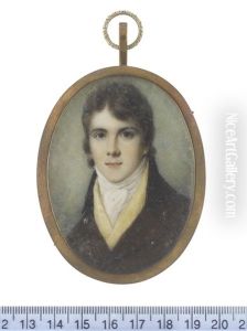 A Young Gentleman, Wearing Brown Coat, Yellow Waistcoat, White Chemise, Stock And Tied Cravat