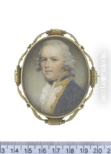 Captain John Nicholson Inglefield (1748-1828), Wearing Blue Coat With White Facings Edged With Gold, White Waistcoat, Frilled Chemise And Black Stock by Samuel Shelley