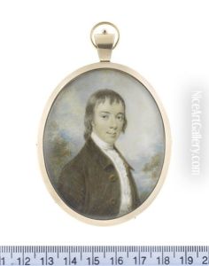 A Young Gentleman, Standing Before A Riverscape And Wearing Brown Coat, White Waistcoat, Frilled Chemise And Stock