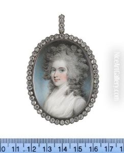 A Lady, Wearing White Dress And Fichu, Her Powdered Wig Worn In The A La Conseilleur Style by Samuel Shelley
