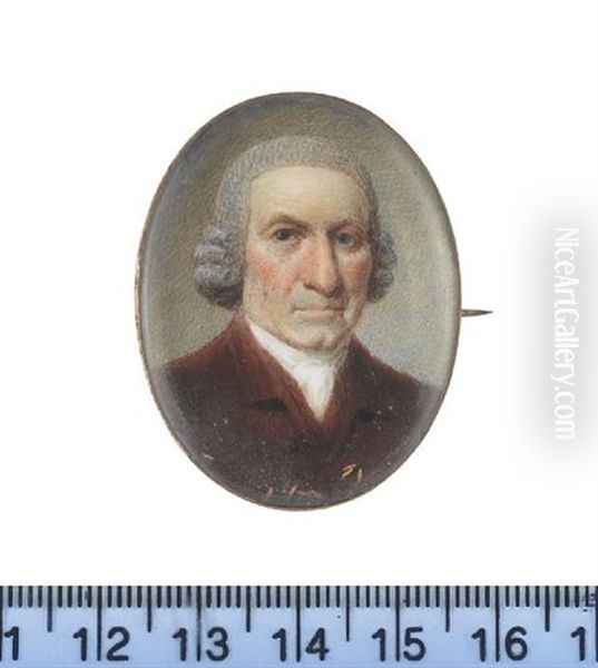 A Gentleman, Wearing Brown Coat, White Cravat And Stock (+ A Lady Wearing Apricot Dress With Lace Trim; 2 Works) - view 1