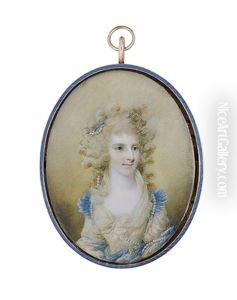 A Young Lady In White Dress With Blue Vandycked Collar A Young Lady In White Dress With Blue Vandycked Collar