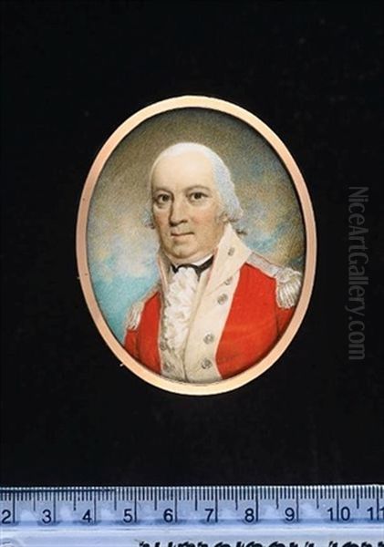 A Field Officer Wearing Scarlet Coatee With White Facings, Silver Buttons Matching Epaulettes, White Waistcoat Frilled Chemise And Black Solitaire - view 1