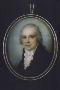 A Gentleman With Powdered Hair En Queue, Wearing Brown Coat With Black Collar, Cream Waistcoat, Tied White Stock And Frilled Cravat