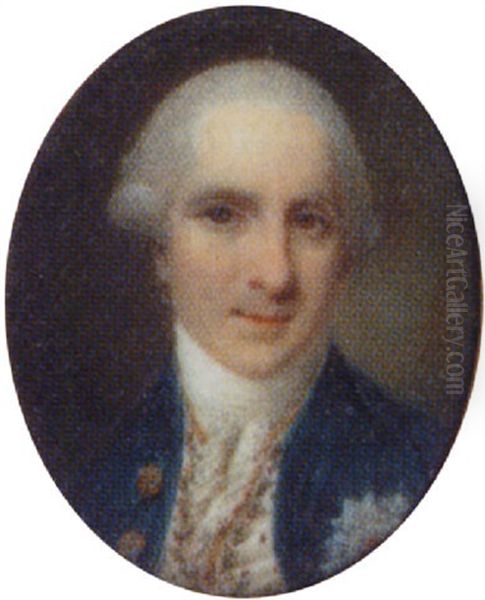 A Gentleman, Powdered Hair En Queue, Wearing A Blue Coat With Order - view 1