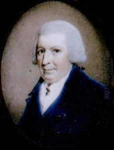 Portrait Of A Gentleman, In Blue Coat With Gold Buttons, White Waistcoat And Cravat, Powdered Wig En Queue