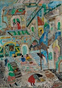 Courtyard In Safed by Menachem Shemi