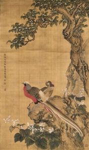 Pheasants Under Blossoming Branch Pheasants Under Blossoming Branch