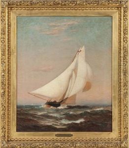 Portrait Of A Sailing Yacht Flying The Burgee Of The New York Yacht Club by J. Warren Sheppard