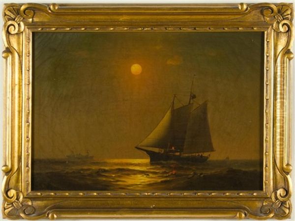 Sailing Ship By Moonlight - view 1