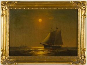 Sailing Ship By Moonlight by Warren W. Sheppard