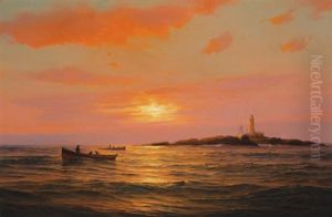 End Of Day, Halfway Rock Light by Warren W. Sheppard