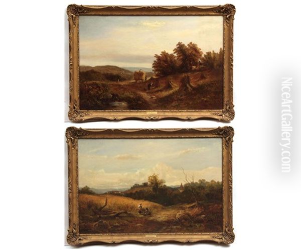 Landscape With Harvest Workers; Landscape With Children (pair) - view 1