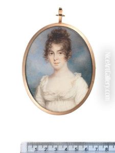 A Lady, Wearing White Dress With Frilled Trim, Her Dark Curly Hair Upswept by William Sherlock