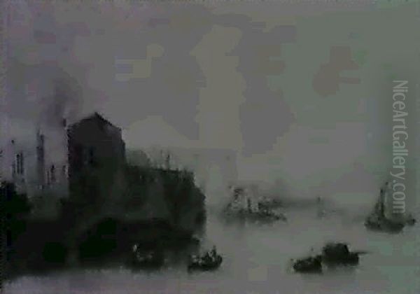 Hay Barges And Sailing Vesselson The Thames,with Blackfriarsbridge And St.paul's Cathedralbeyond - view 1