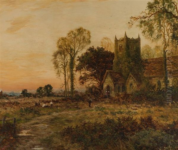 Church With Figures And Sheep In A Landscape - view 1