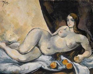 Reclining Nude With Apples by Aleksandr Vasilievich Shevchenko