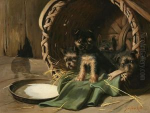 Basket Full Of Puppies by Sydney Lawrence Brackett