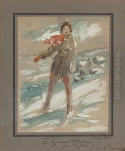 Susanne Humphreys On Skis by Everett Shinn