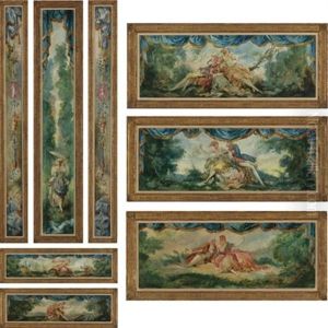 Untitled (suite Of 8 Decorative Panels For A Salon, Various Sizes, 2 Signed) by Everett Shinn