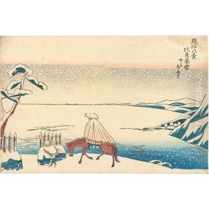 Oban Yoko-e De La Serie Omi Hakkei, Les Huit Vues D'omi, Soiree D'hiver Aux Montagnes Hira