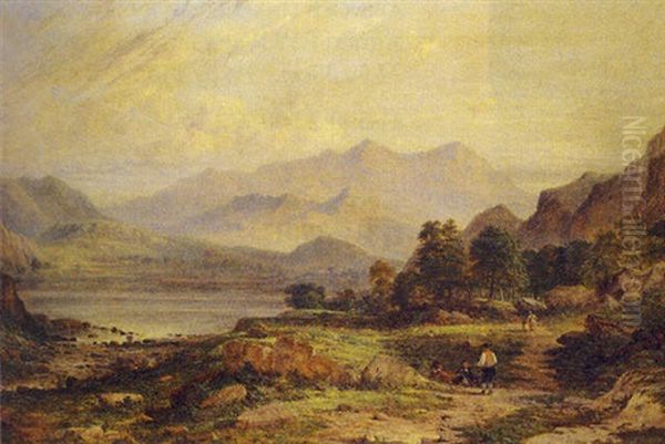 Figures In An Extensive Landscape, Mountain Beyond - view 1