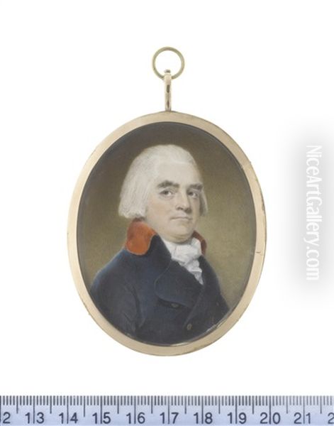 Philip Cade (1744-1799)), Wearing Blue Coat With Red Standing Collar, White Chemise, Stock And Knotted Cravat - view 1