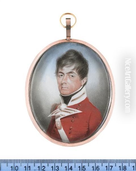 Captain Thomas Penson, Wearing Red Coatee With White Facings And Standing Collar, White Cross Belt With Gold Belt Plate, White Chemise And Black Stock - view 1