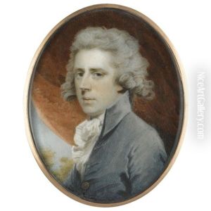 Portrait Of A Gentleman In A Steel Grey Coat, White Waistcoat And Jabot by Charles Shirreff