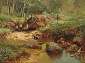 Russian Spring Landscape With A Serpentine Stream by Iwan Iwanowicz Shishkin