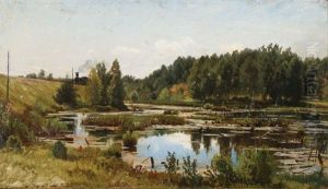 A Sunlit Landscape With Train