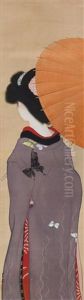 Beauty With Umbrella by Ikeda Shoen