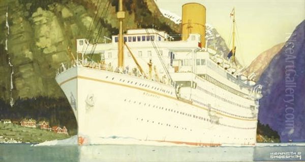 Royal Mail 'atlantis Cruises' Ocean Liner In A Fjord - view 1