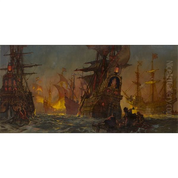 The Armada Anchored In Calais Roads Panic-stricken At The - view 1