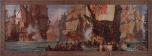The Fight Off Portland Hill, Lord Howard On The "ark Royal", Hard Beset By The Spanish Galleons, Is Towed Into The Breeze The Fight Off Portland Hill, Lord Howard On The "ark Royal", Hard Beset By The Spanish Galleons, Is Towed Into The Breeze